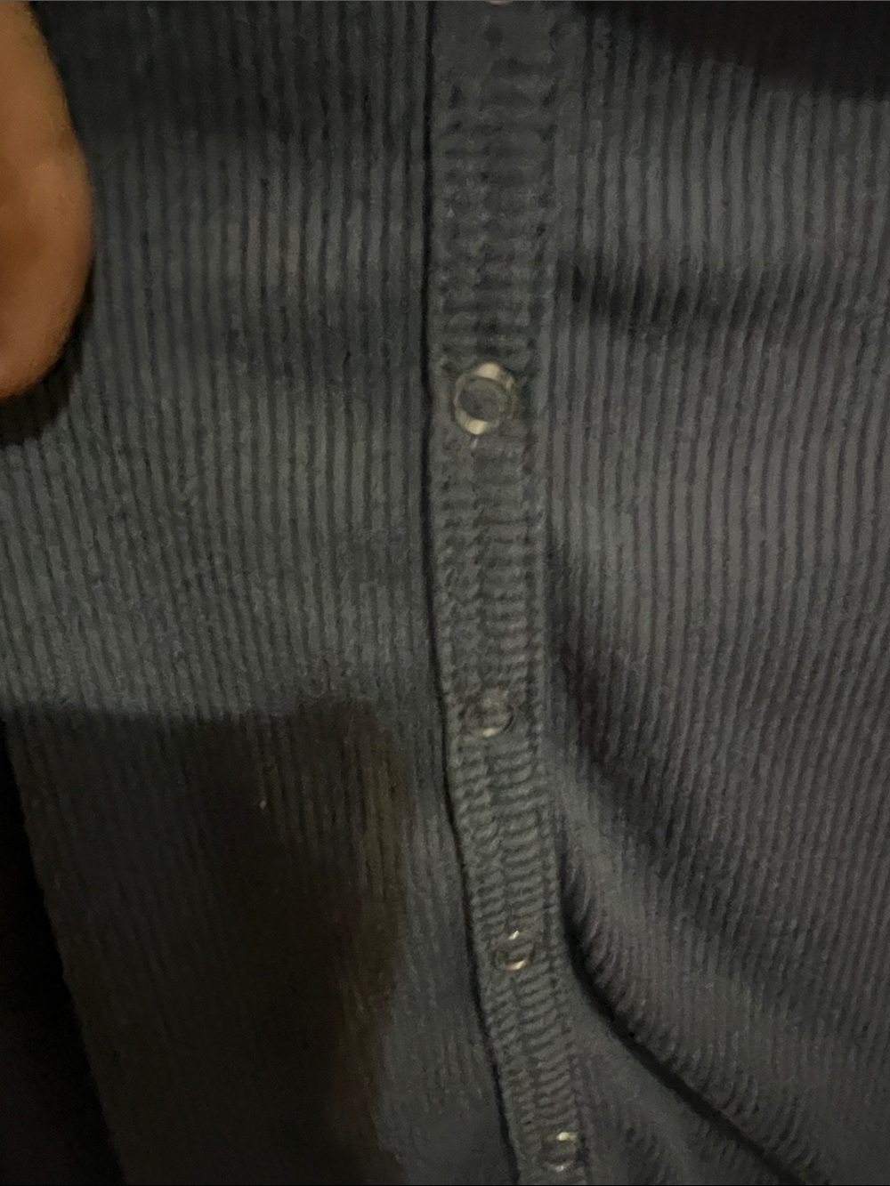 Navy Snap-Front Ribbed Short Sleeve Top - Picture 6 of 6